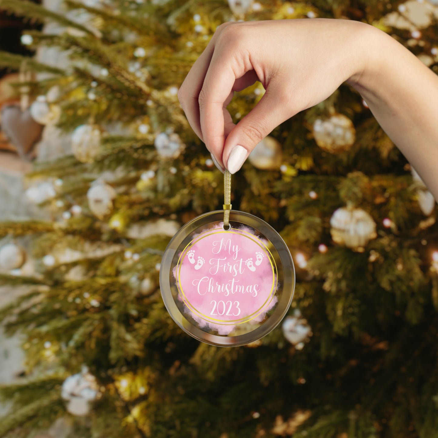 My First Christmas | Pink 2023 | Glass Ornament