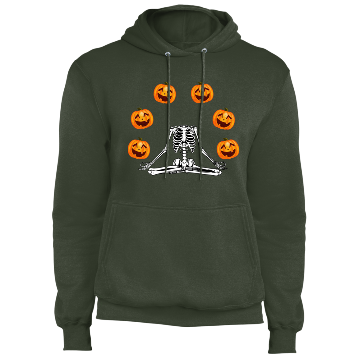 Skeleton Pumpkin Fleece Pullover Hoodie