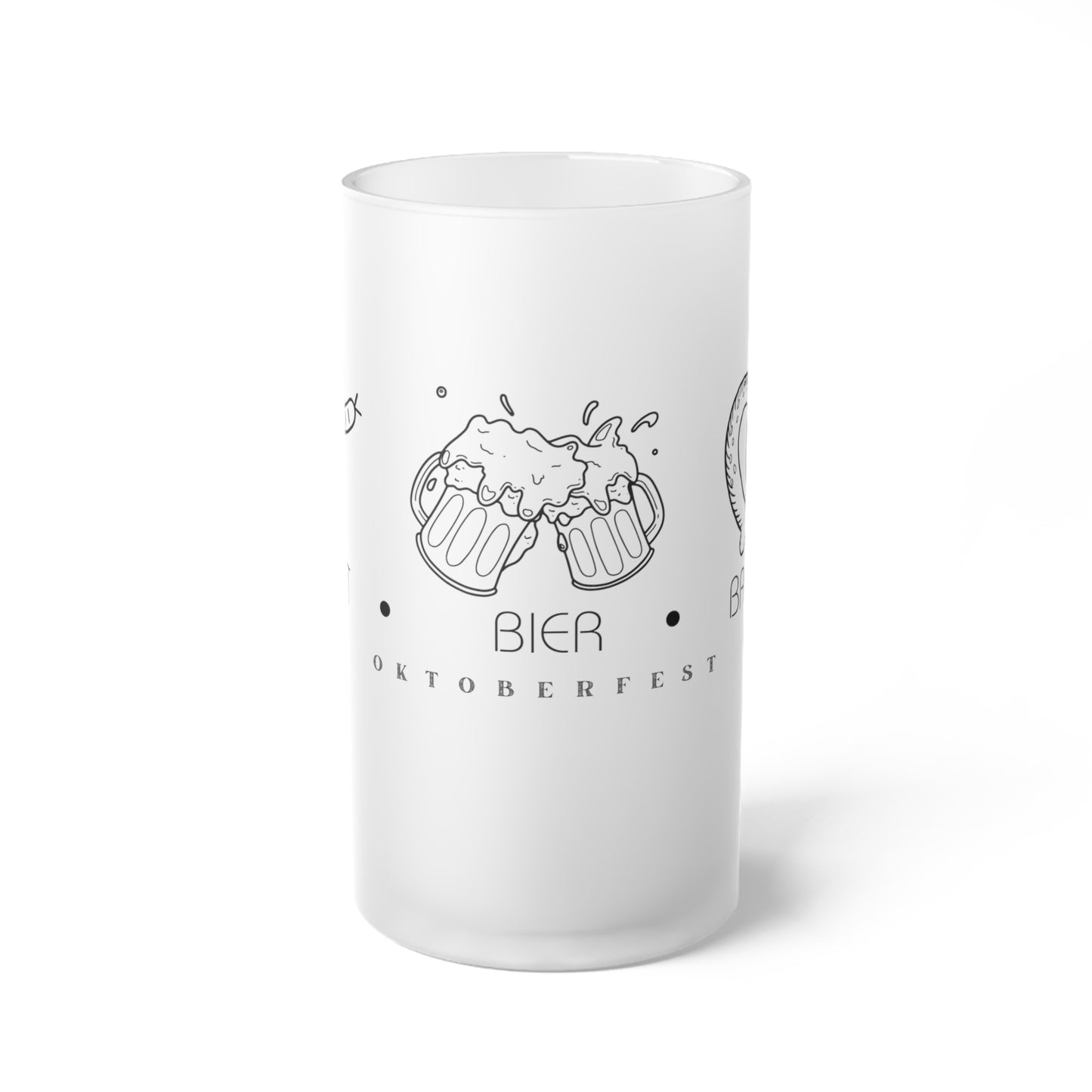 BRAT | BIER | BREZEL Frosted Glass Beer Mug