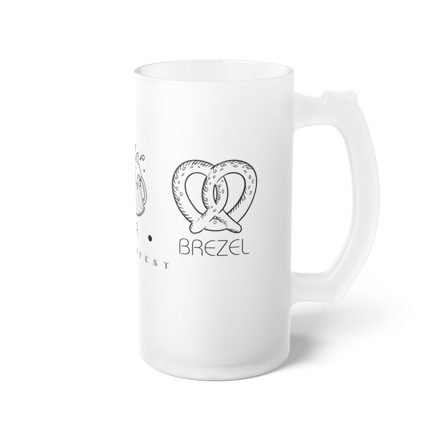 BRAT | BIER | BREZEL Frosted Glass Beer Mug