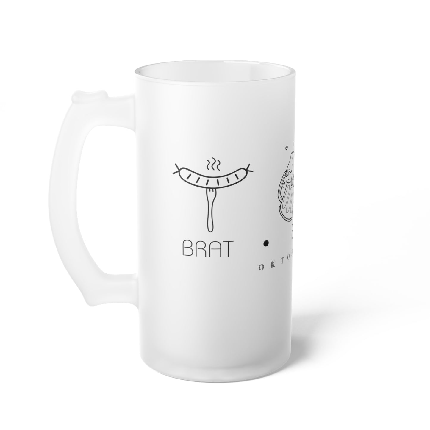 BRAT | BIER | BREZEL Frosted Glass Beer Mug