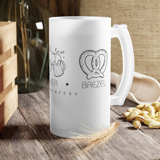 BRAT | BIER | BREZEL Frosted Glass Beer Mug