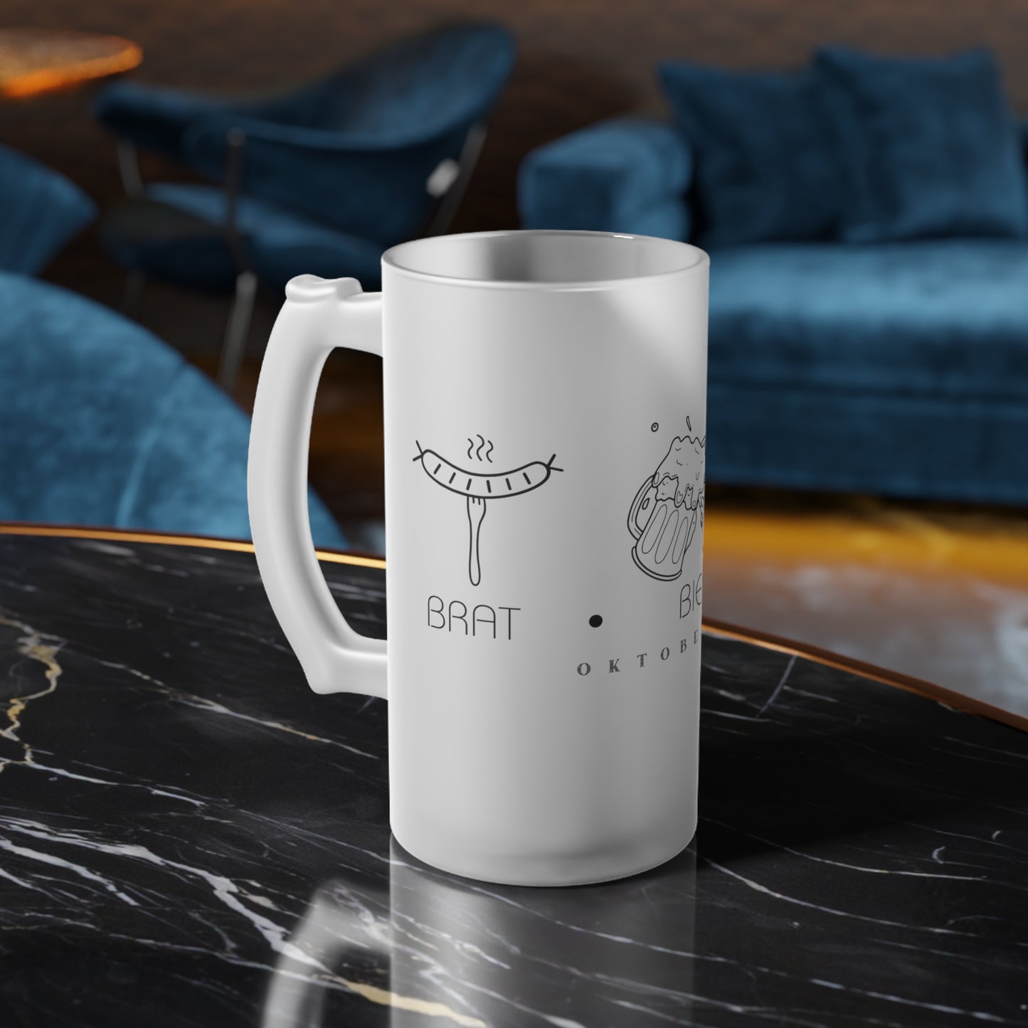 BRAT | BIER | BREZEL Frosted Glass Beer Mug