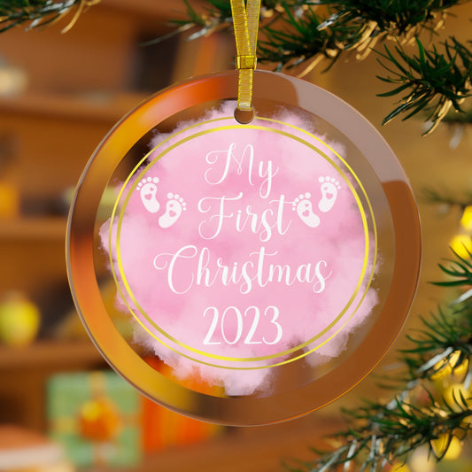 My First Christmas | Pink 2023 | Glass Ornament