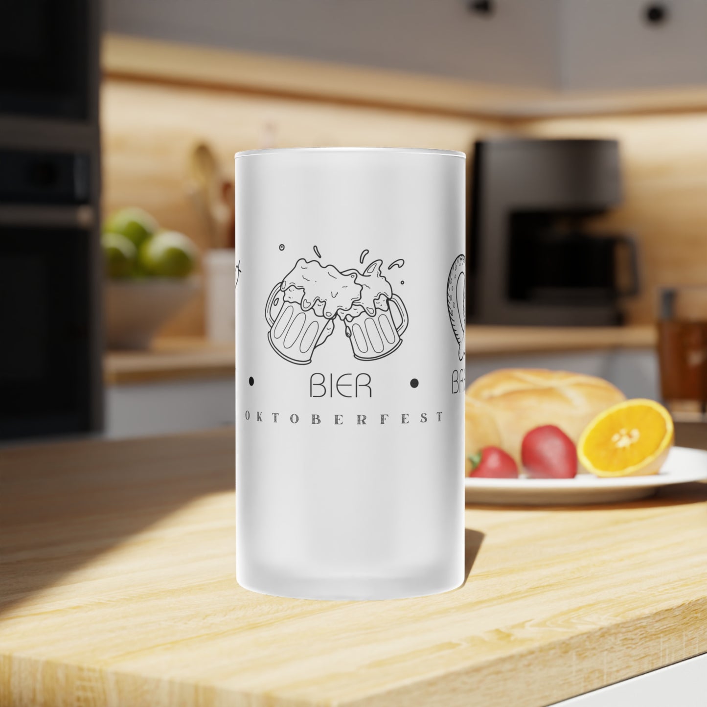 BRAT | BIER | BREZEL Frosted Glass Beer Mug