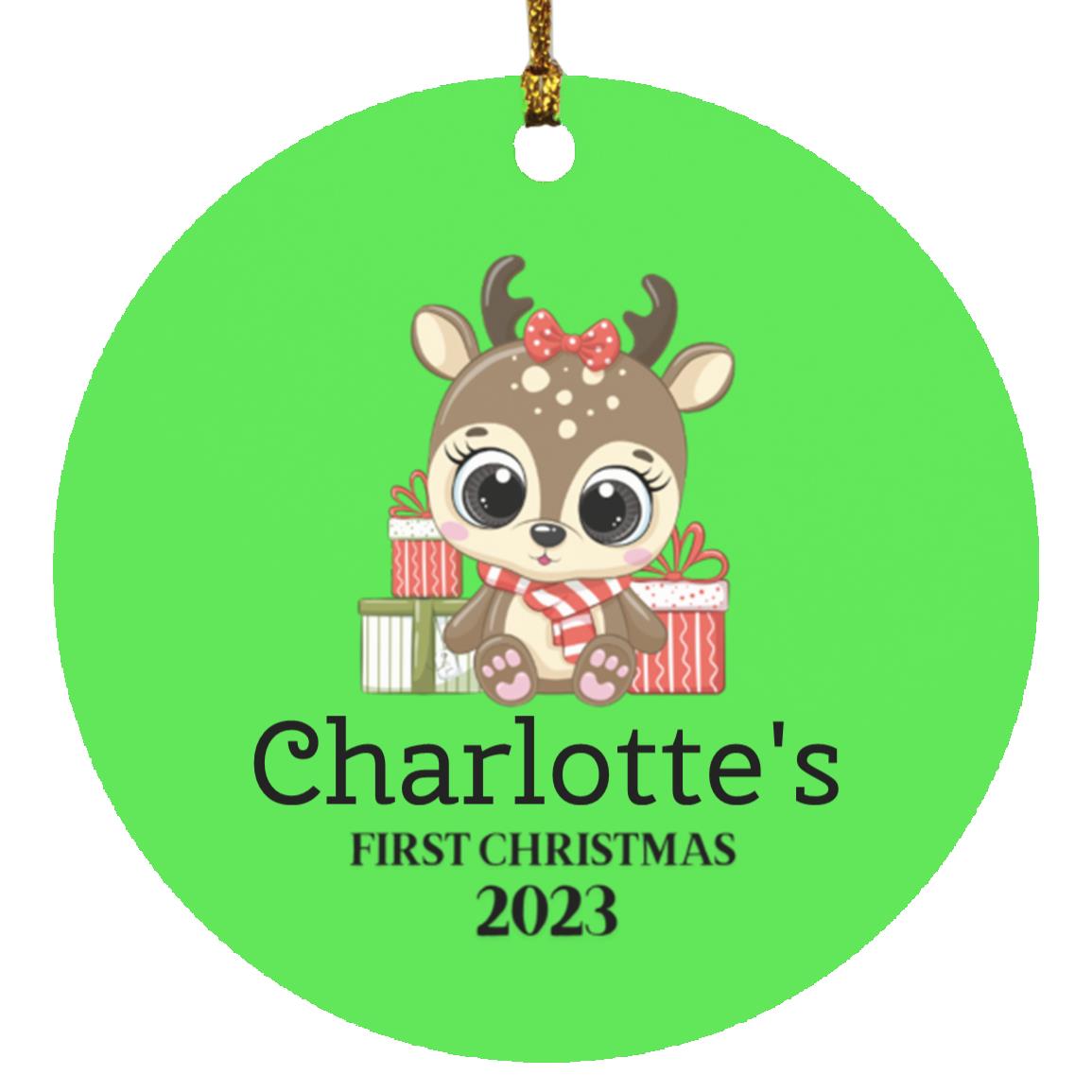 Babys First Christmas Reindeer | Personalized Ornament