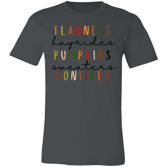 Flannels, Hayrides, Pumpkins | Unisex Jersey Short-Sleeve T-Shirt