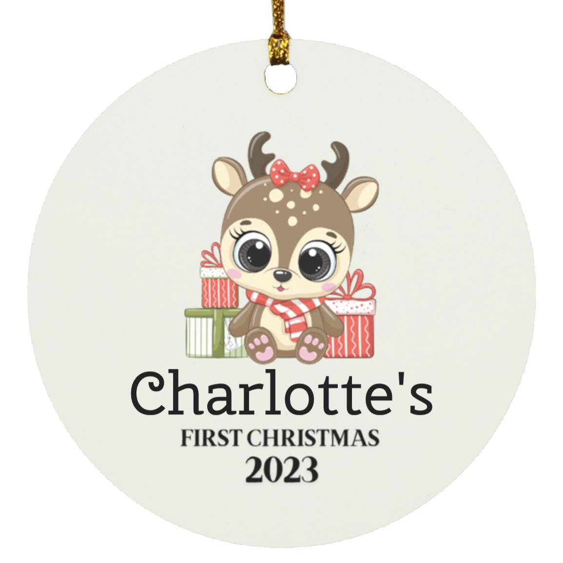Babys First Christmas Reindeer | Personalized Ornament