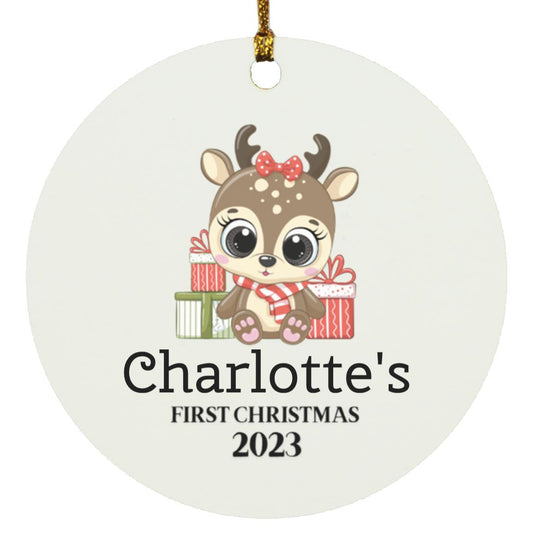 Babys First Christmas Reindeer | Personalized Ornament