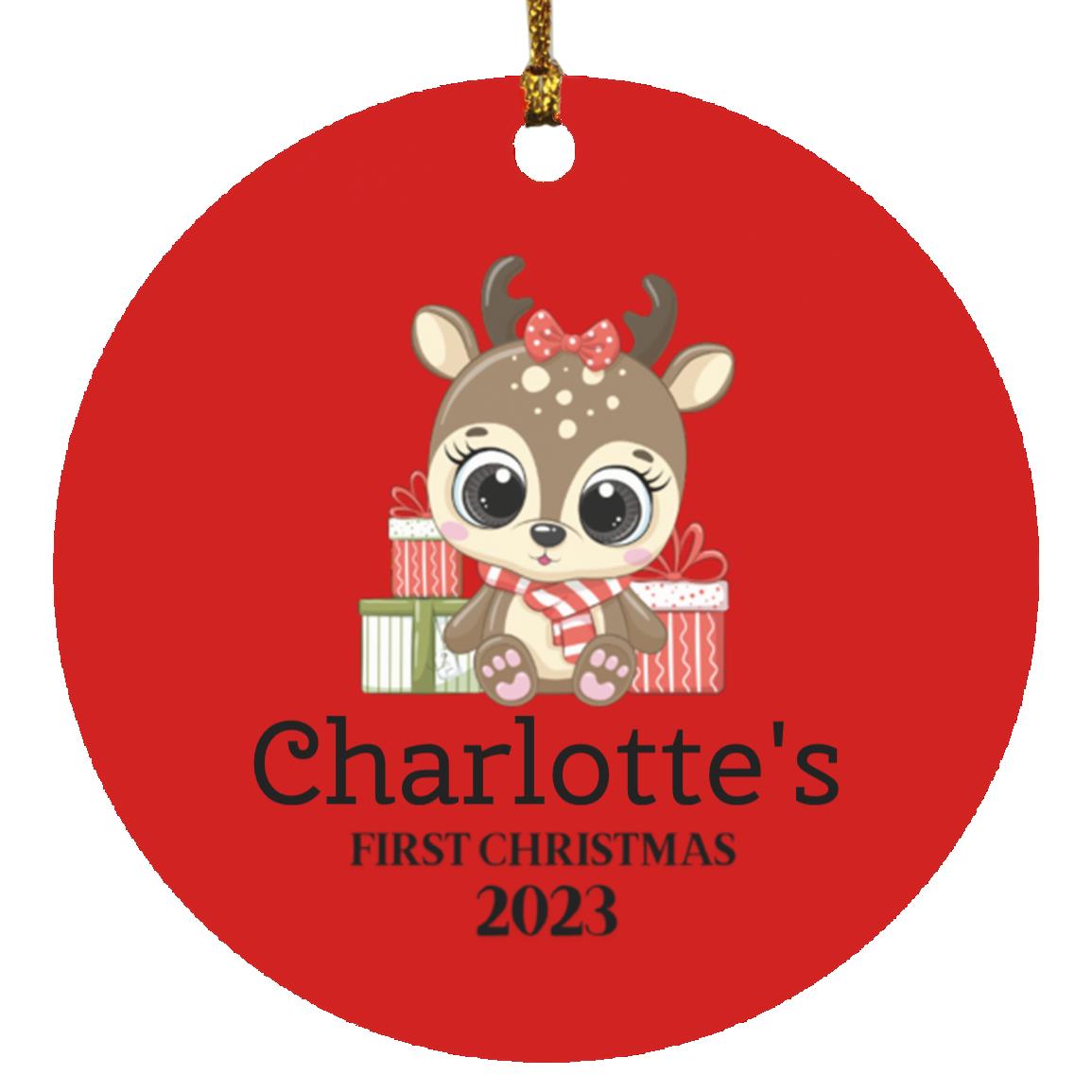 Babys First Christmas Reindeer | Personalized Ornament