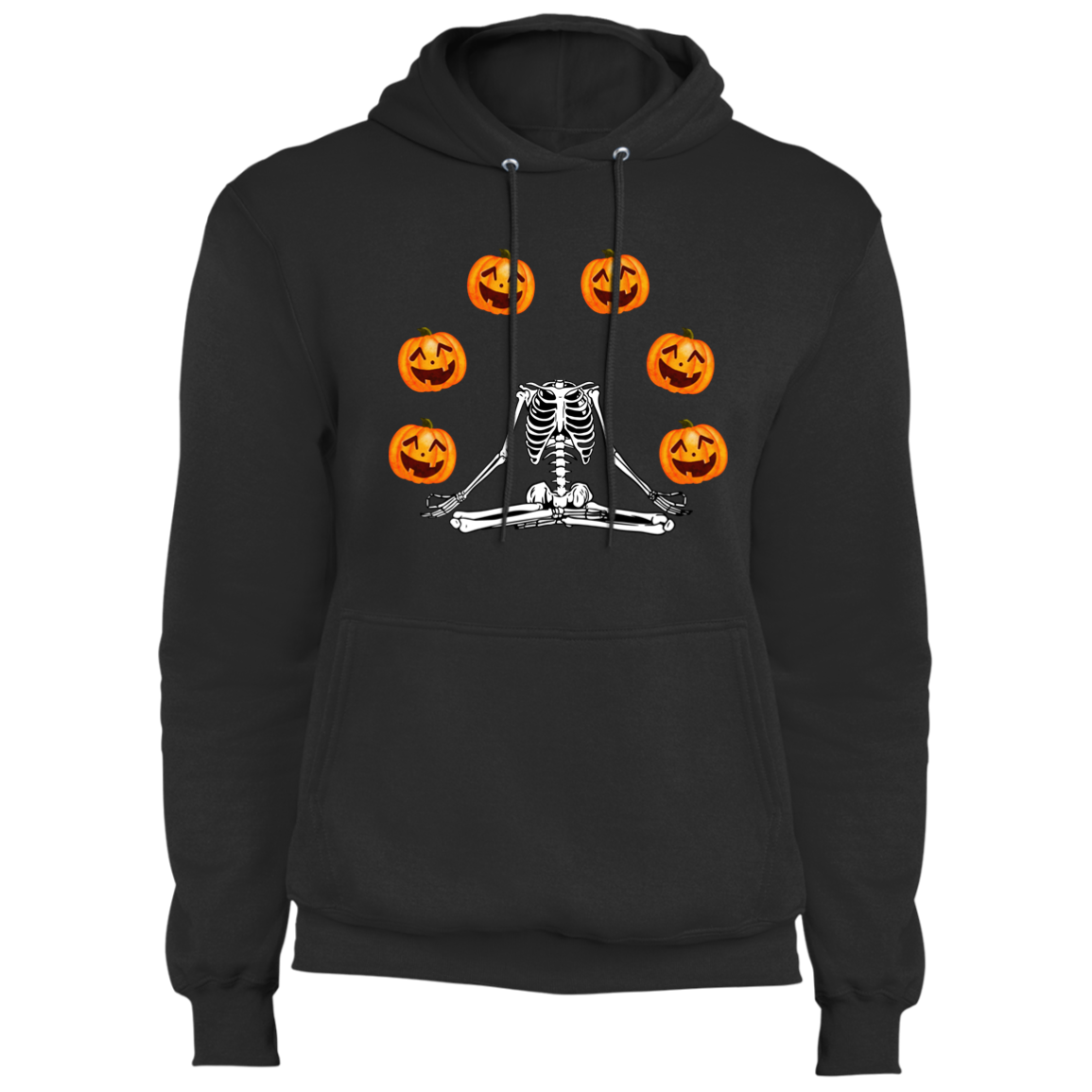 Skeleton Pumpkin Fleece Pullover Hoodie