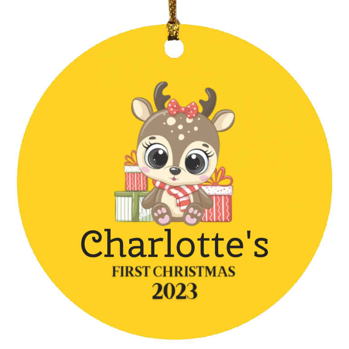 Babys First Christmas Reindeer | Personalized Ornament
