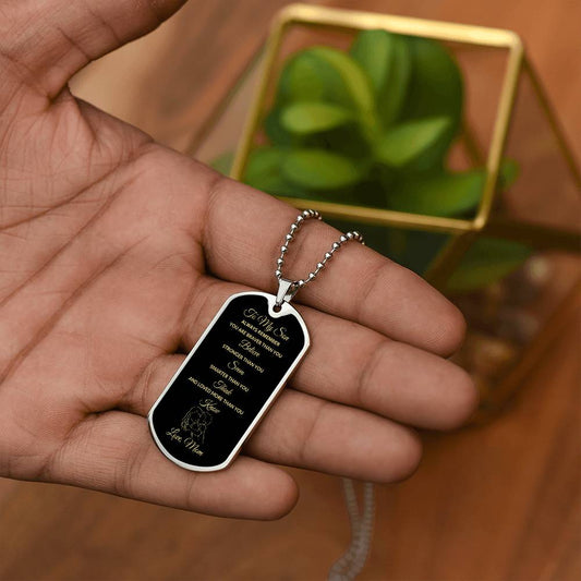 To My Son | Brave Strong Smart| From Mom| Dog Tag Necklace