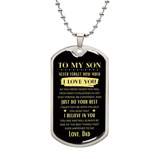 To My Son | Do Your Best | Dog Tag Necklace
