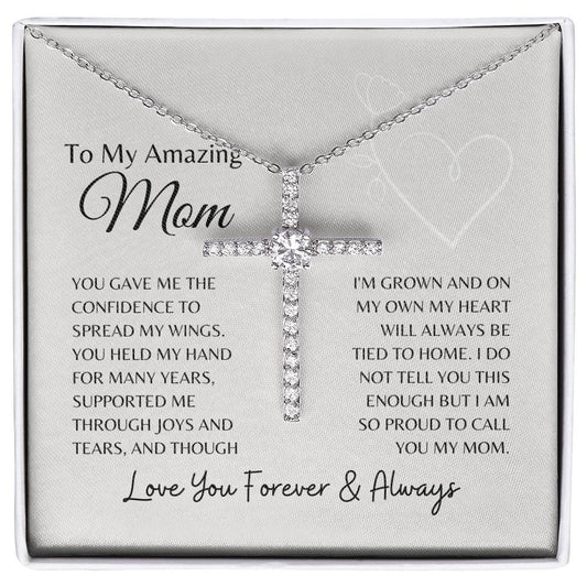 To My Mom | CZ Cross Necklace