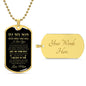 engraved mom to son yellow gold dog tag necklace