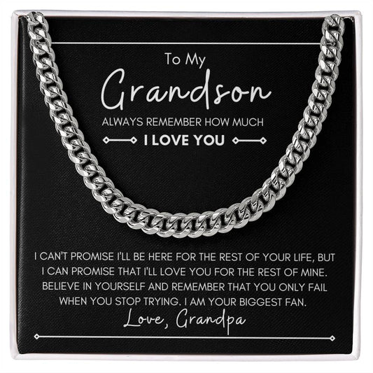 To My Grandson | Love Grandpa | Cuban Link Chain