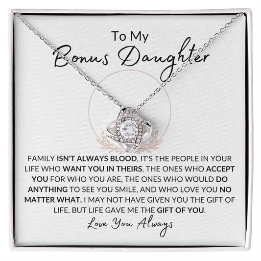To My Bonus Daughter | Love Knot Necklace