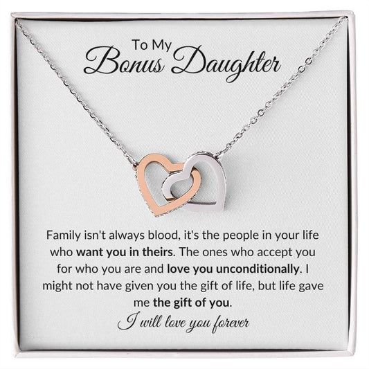Bonus Daughter | Unconditionally | Interlocking Hearts Necklace