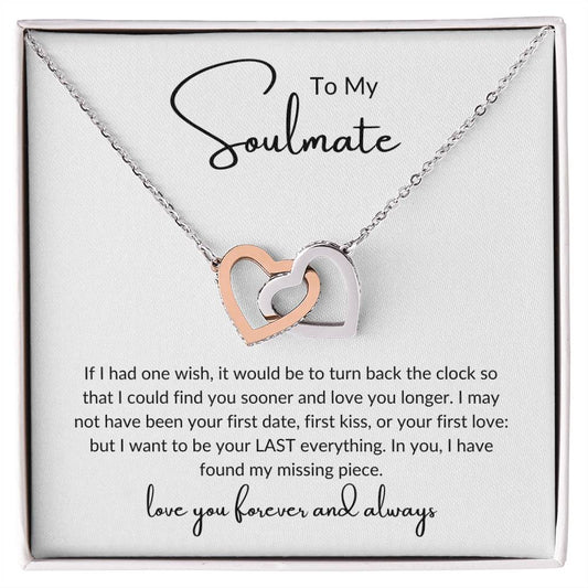 To My Soulmate | Love You Longer | Interlocking Hearts Necklace