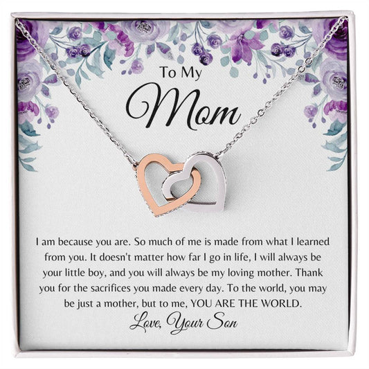 To My Mom | From Son | Interlocking Hearts Necklace