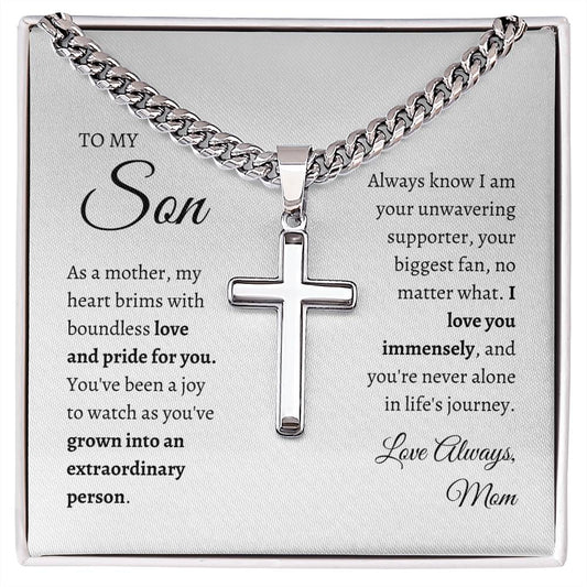 To My Son | Cross on Cuban Chain