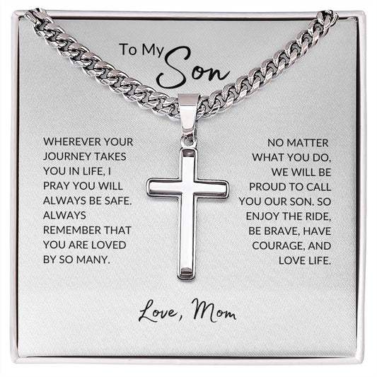 To My Son | Love Mom | Artisan Cross Necklace