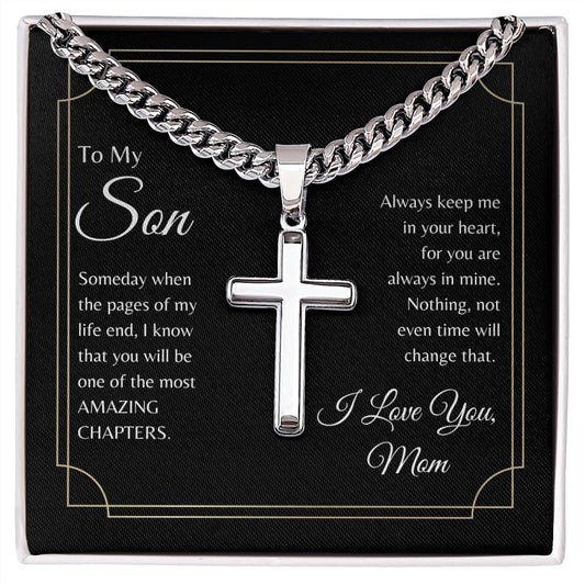 To My Son | Love Mom | Artisan Cross Necklace