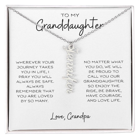 To My Granddaughter | Custom Name Necklace | Vertical