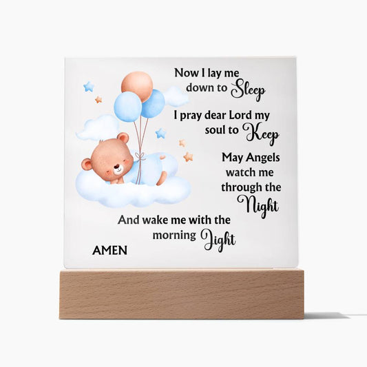 Bedtime Prayer Acrylic Plaque | Blue Bear