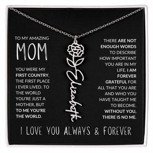 My Amazing Mom | First Country | Custom Name Necklace