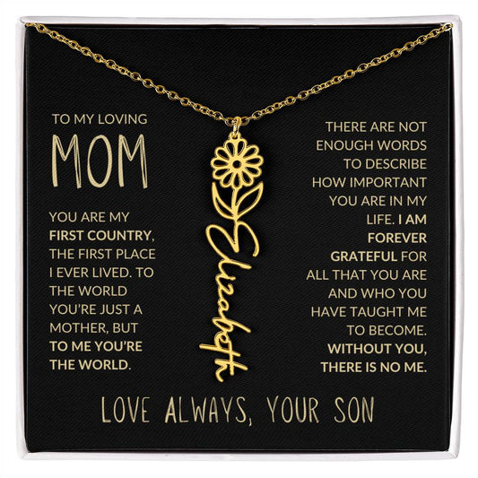 To My Loving Mom | My First Country | Custom Name Necklace