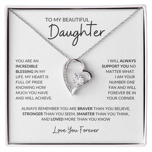 To My Daughter | Brave, Smart, Strong | Forever Love Necklace