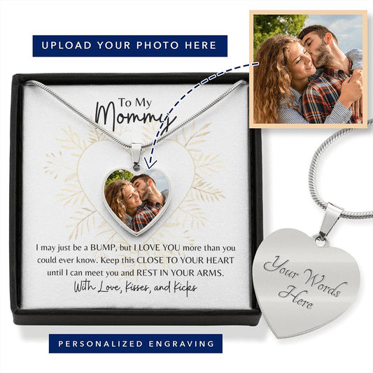 To My Mommy | Pregnancy Gift | Custom Photo Heart Necklace